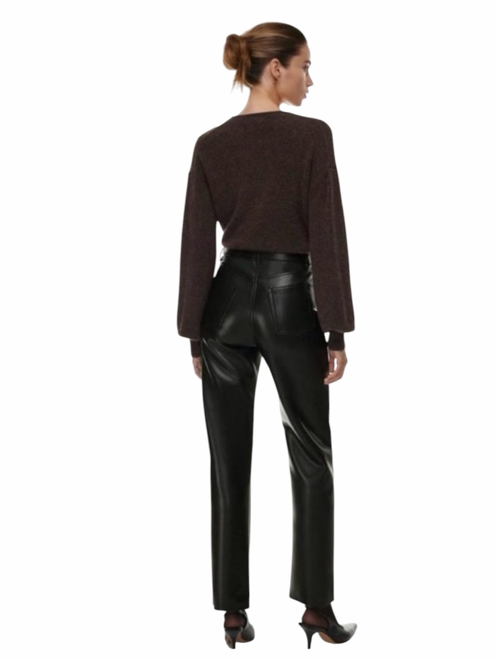 Aritzia Wilfred The Melina Pant High Waisted Vegan Leather Black Size 4 - Picture 3 of 6